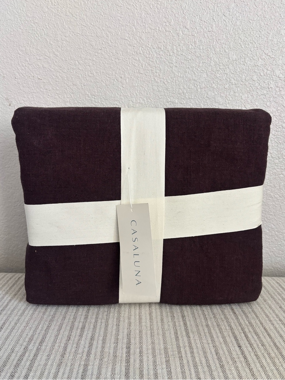 NWT King Heavyweight Linen Blend Duvet Cover and Sham Set Dark Fig - Casaluna